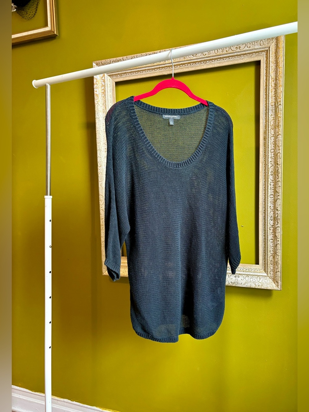 Banana Republic, L, EUC, Black Scoop Neck Lightweight Cable-Knit Sweater